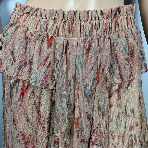 NEW IRO PRINTED RUFFLE LUREX MINI SKIRT - Picture 4 of 11